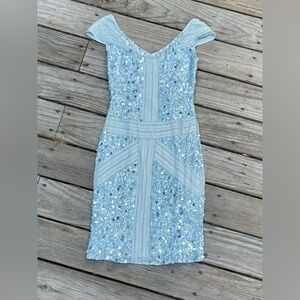 Stunning Elsa Blu Sequin Prom Dress